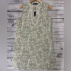 Tommy Hilfiger Linen blend Ivory and Sage Floral Midi Dress Sz. 10‎